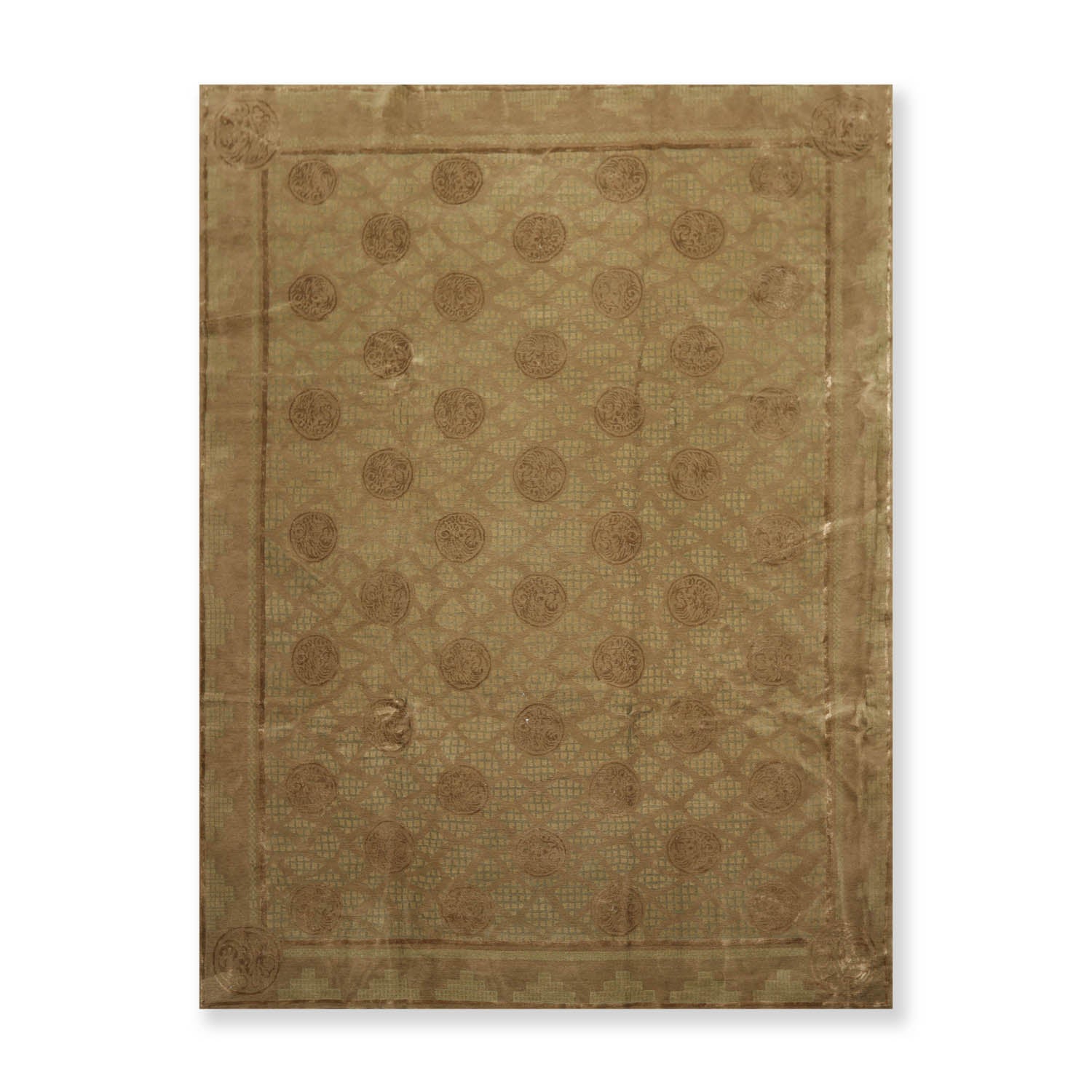 9x12 Moss, Brown, Blue Color Hand Knotted Floral Wool & Silk Traditional-Persian/Oriental Oriental Rug