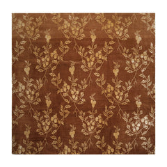 Square Brown, Light Gold, Color Hand Knotted All-Over 100% Wool Transitional Oriental Rug