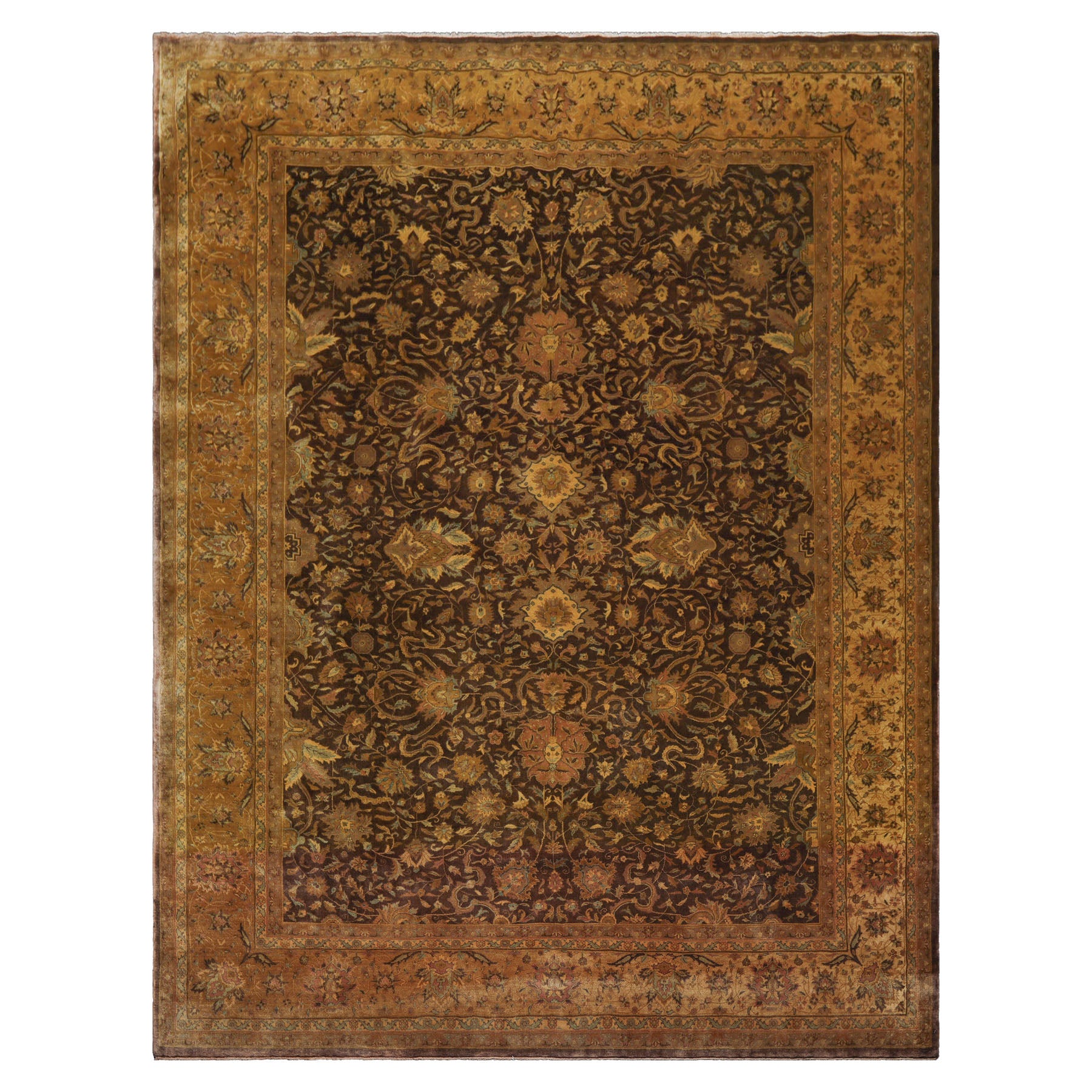 Geocron Chocolate Traditional Sarouk Hand Knotted Oriental Area Rug 300 KPSI 100% Wool 8'8"x11'4"