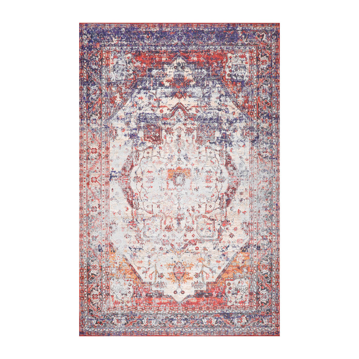 Multi Size  Beige Burnt Orange Navy Color Machine Made Flatweave Polyester Traditional Oriental Rug