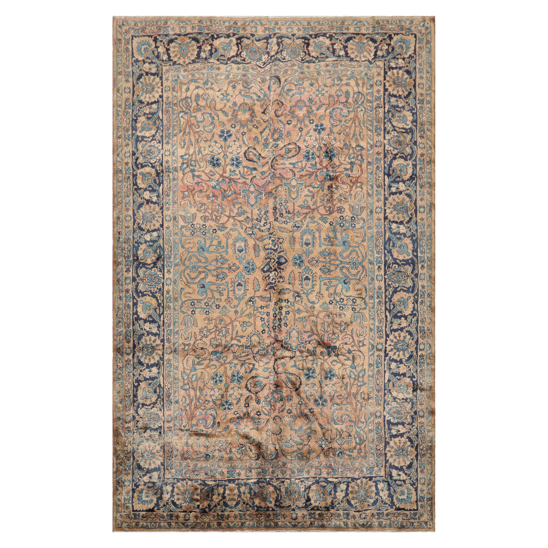 8x10 Brown, Navy, Rust Color Hand Knotted Persian 100% Wool Oriental Oriental Rug