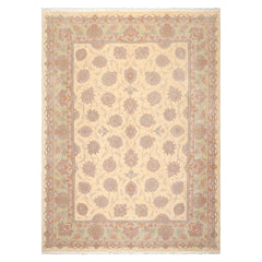 9x12 Ivory, Mint, Blue Color Hand Knotted All-Over 100% Wool Traditional-Persian/Oriental Oriental Rug