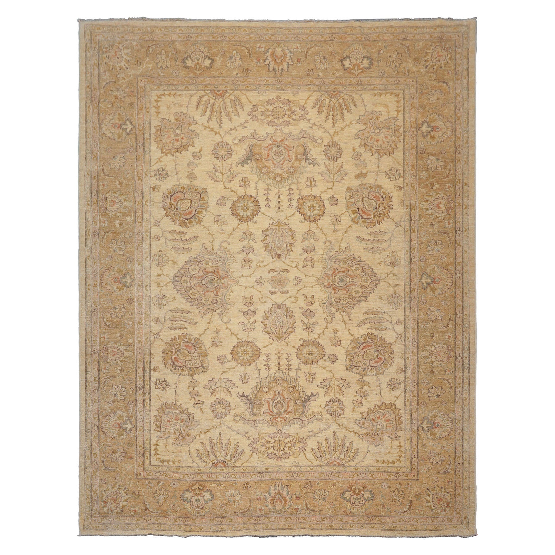 8'11'' x 11'6'' Hand Knotted 100% Wool Peshawar Oushak Oriental Area Rug Beige