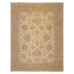 8'11'' x 11'6'' Hand Knotted 100% Wool Peshawar Oushak Oriental Area Rug Beige