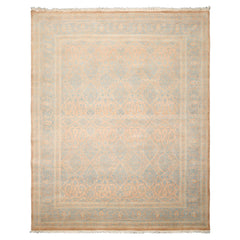 8x10 Beige, Tan, Aqua Color Hand Knotted Pak Persian 100% Wool Traditional Oriental Rug