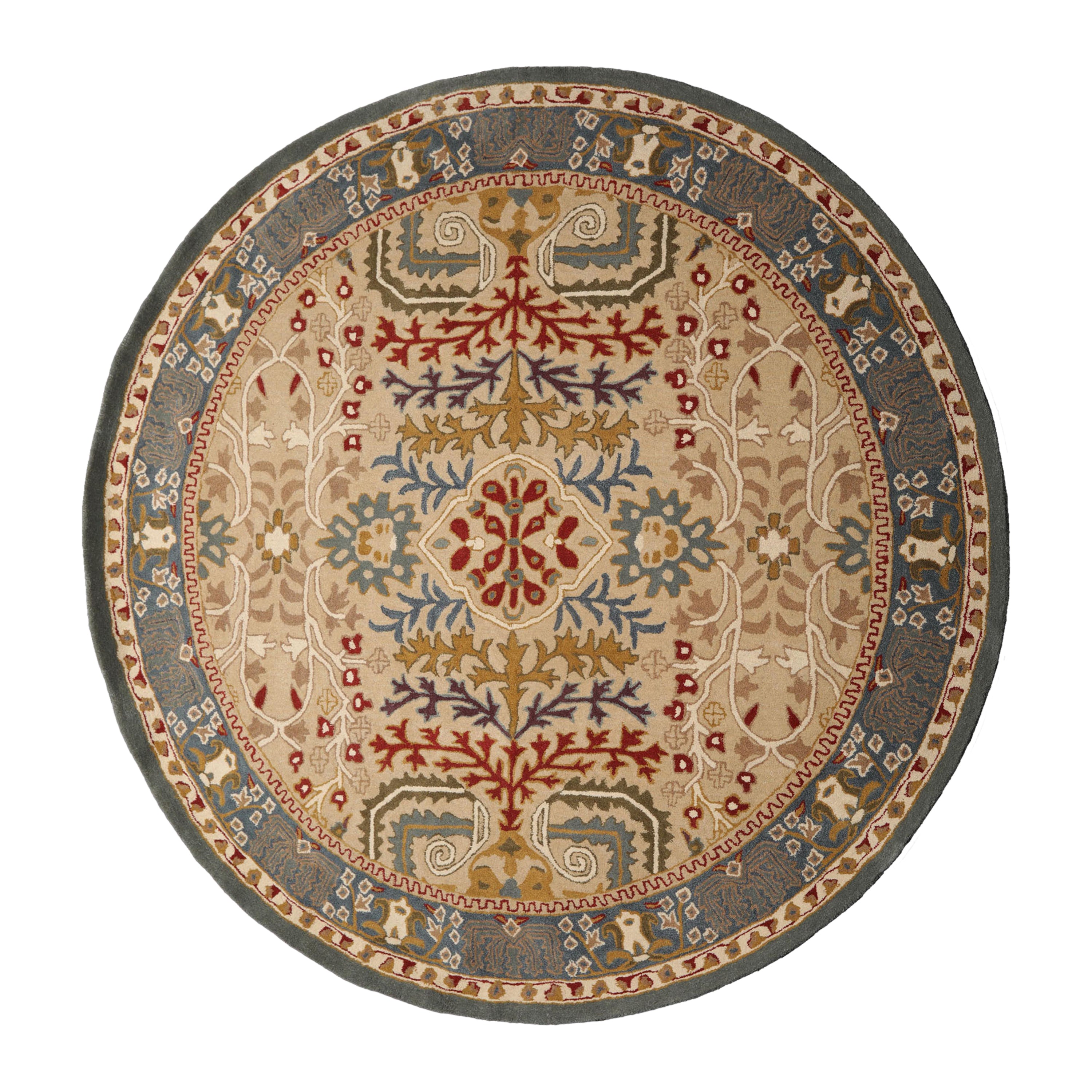 Multi Size Beige, Blue Hand Tufted Hand Made 100% Wool Arts and Craft Transitional Oriental Area Rug