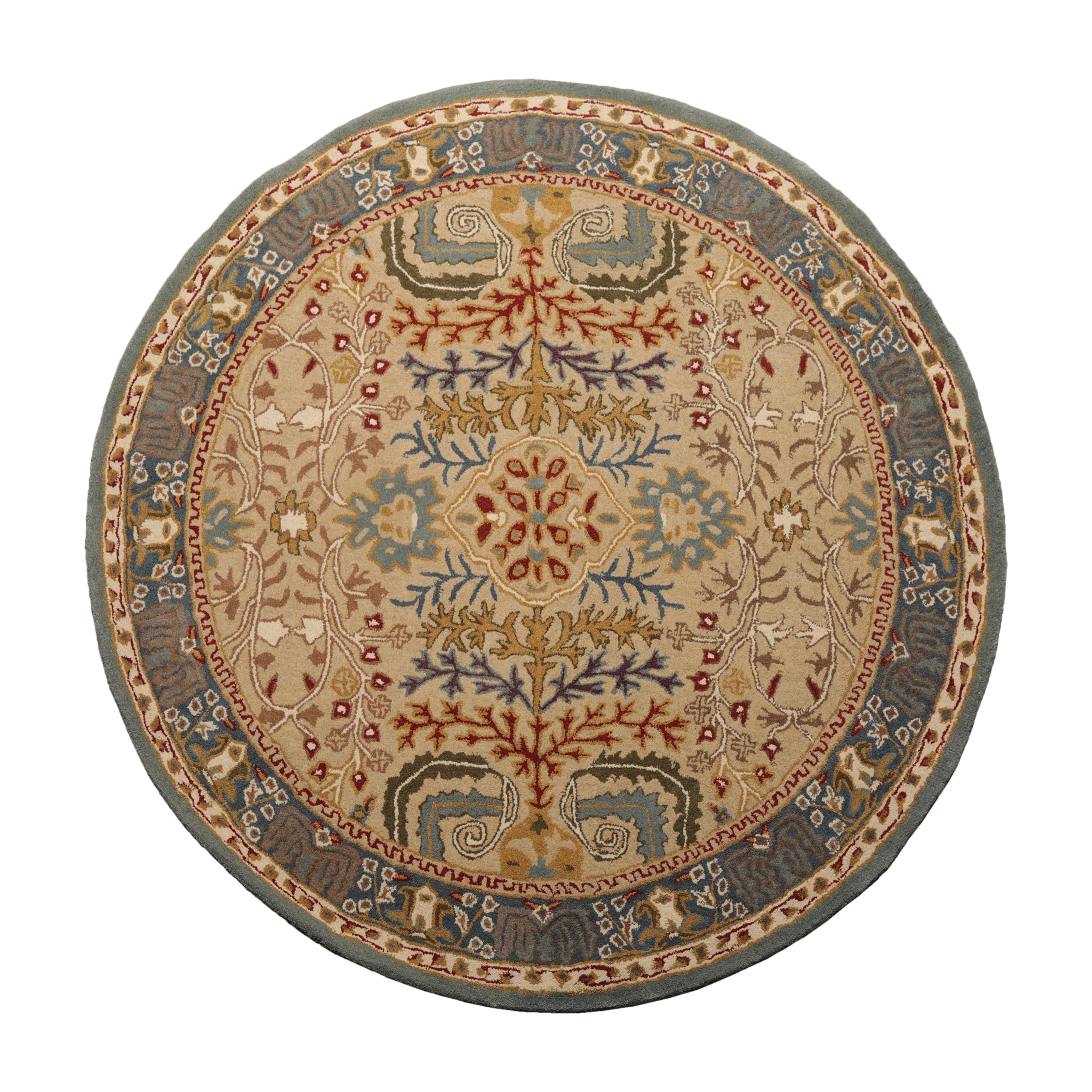 Multi Size Beige, Blue Hand Tufted Hand Made 100% Wool Arts and Craft Transitional Oriental Area Rug