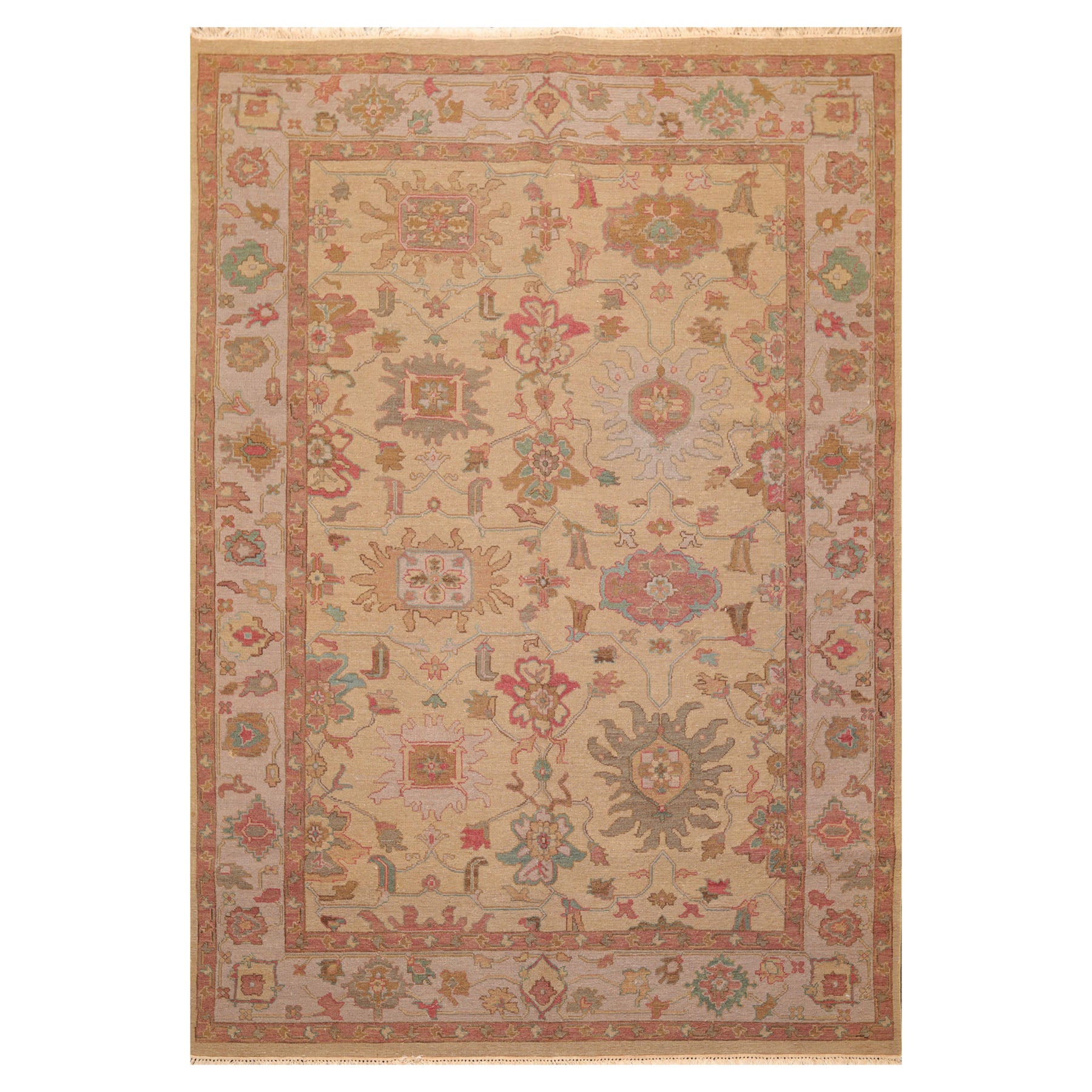 Sugden 100% Wool Tan Traditional Hand Knotted Soumak Nourison Nourmak Oriental Area Rug 6'x8'9"