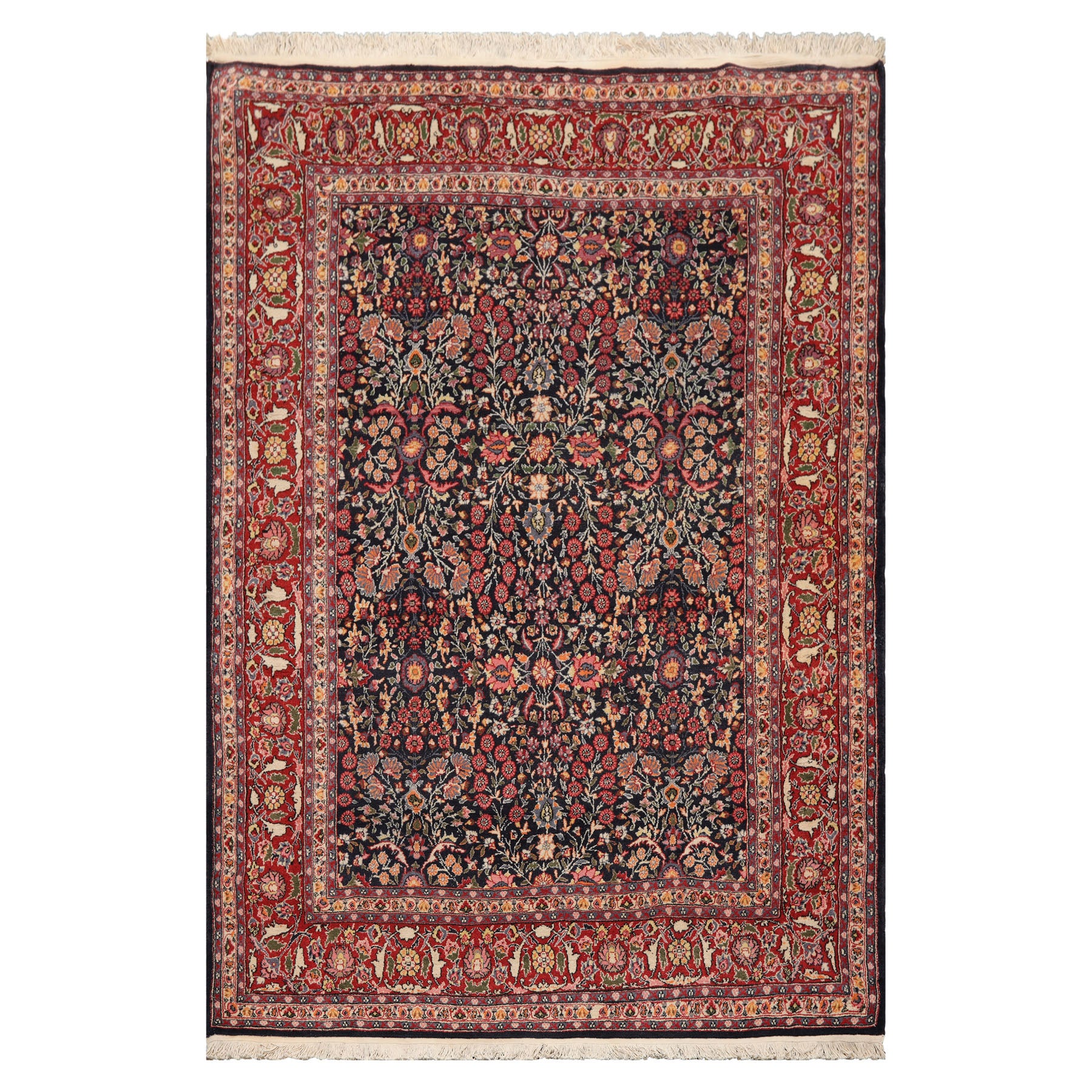 6x9 Black, Gray, Green Color Hand Knotted All-Over 100% Wool Traditional Oriental Rug