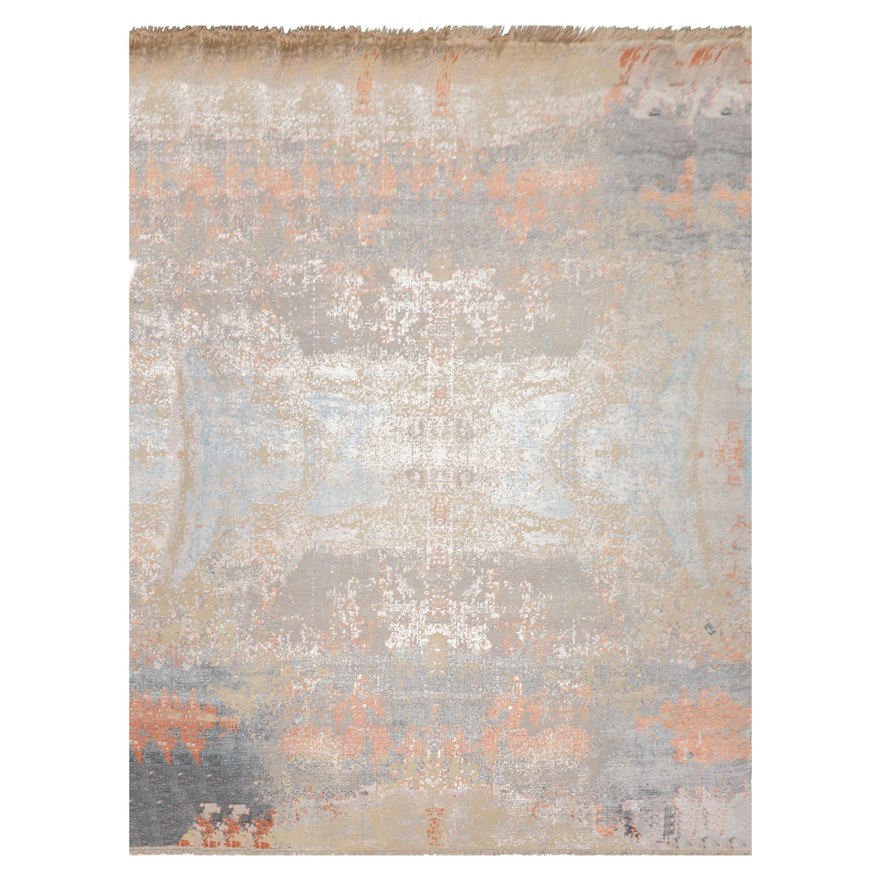 Hand Knotted 9x12 Sherpa Wool and Silk Modern Contemporary Oriental Rug Beige Taupe Colors