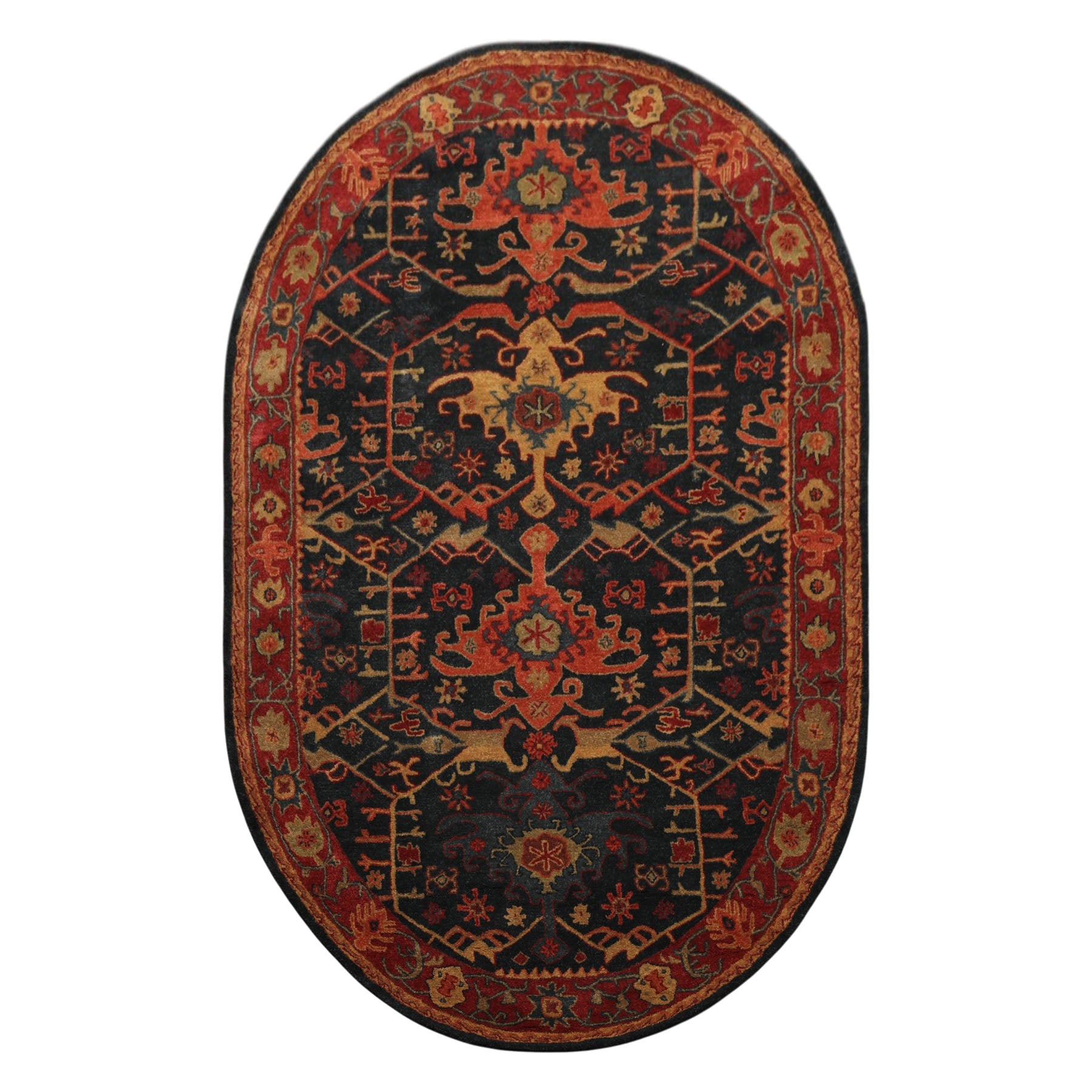 Multi Size Dark Blue, Wine Hand Tufted Handmade 100% Wool Arts & Crafts Oriental Area Rug