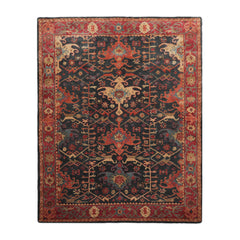 Multi Size Dark Blue Wine Burnt Orange Color Hand Tufted All-Over 100% Wool Arts & Crafts Oriental Rug