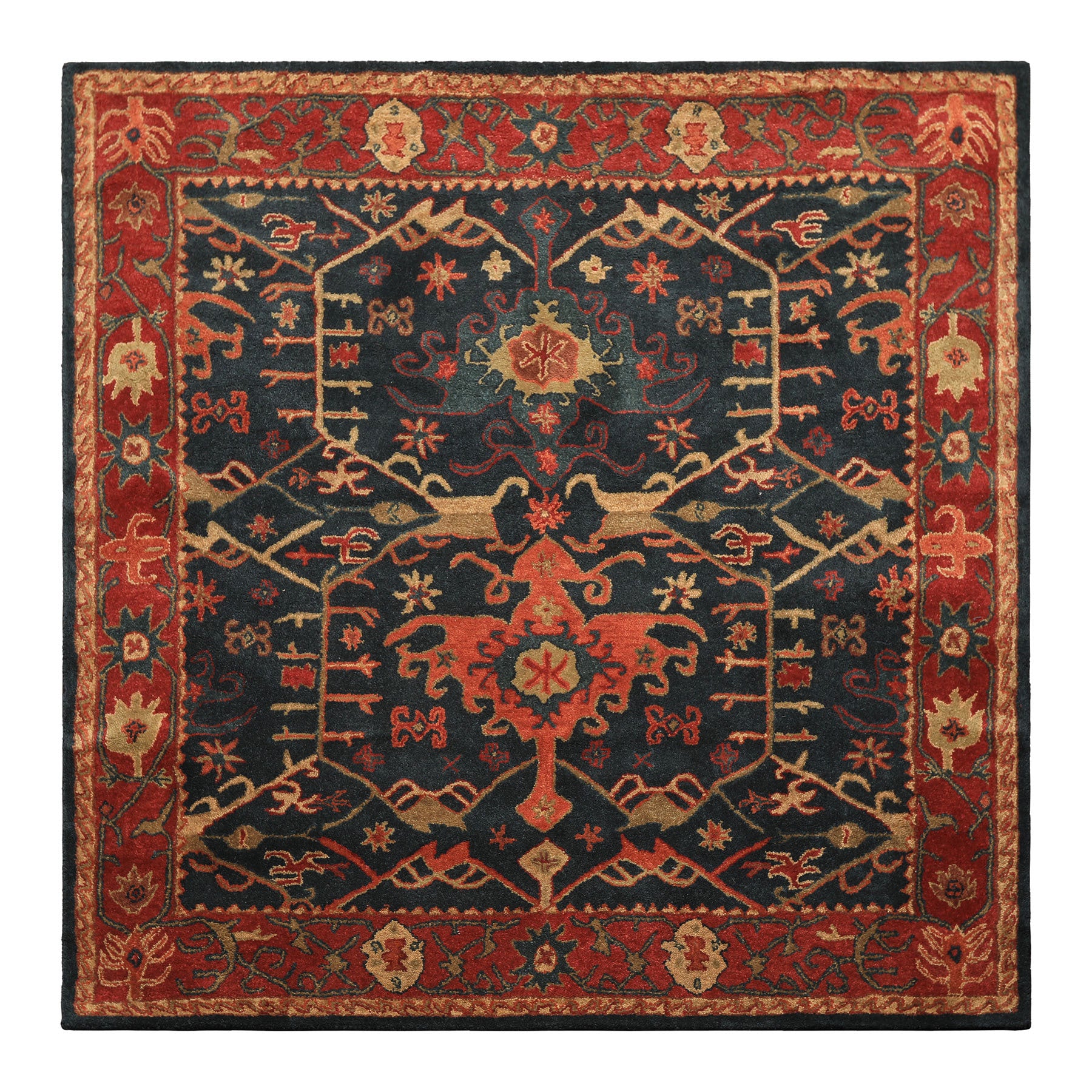 Multi Size Dark Blue, Wine Hand Tufted Handmade 100% Wool Arts & Crafts Oriental Area Rug