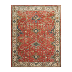 Multi Size Muted Coral Ivory Gray Color Hand Tufted All-Over 100% Wool Arts & Crafts Oriental Rug