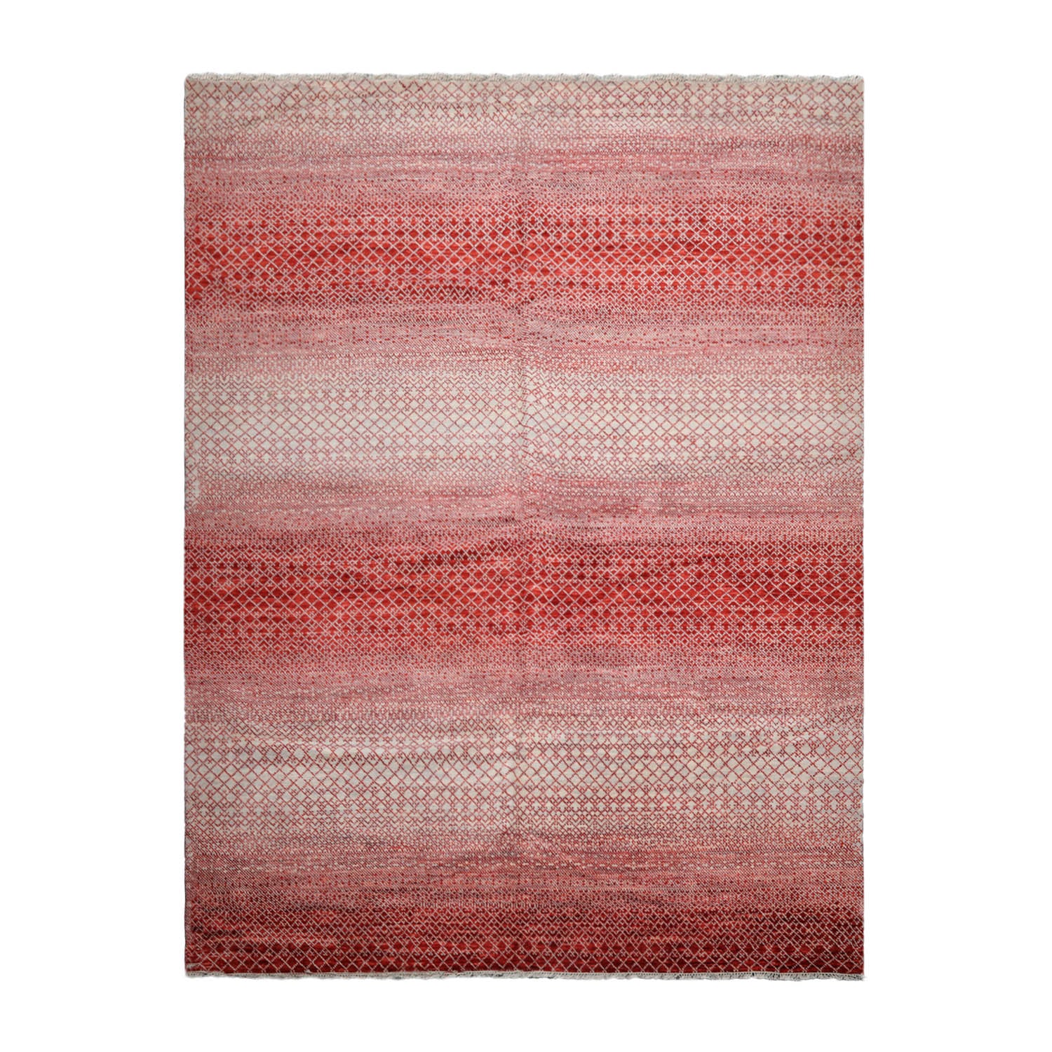 9x12 Beige, Red, Color Hand Knotted Tibetan 100% Wool Modern Oriental Rug