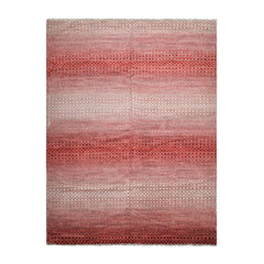 9x12 Beige, Red, Color Hand Knotted Tibetan 100% Wool Modern Oriental Rug