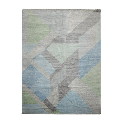 9x12 Gray, Blue, Lime Color Hand Knotted Tibetan 100% Wool Modern Oriental Rug