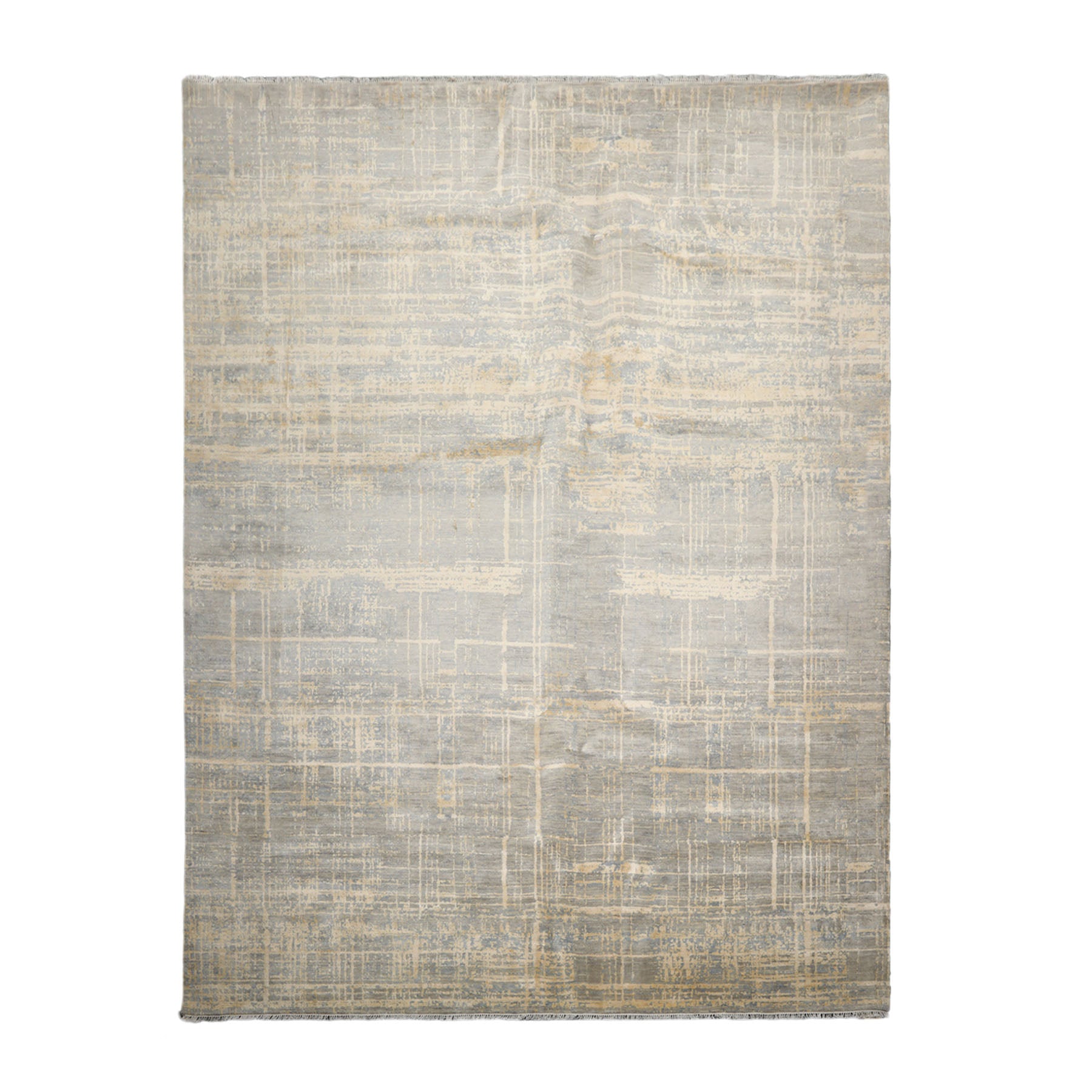 9x12 Slate, Gray, Vanilla Color Hand Knotted Sherpa Wool & Silk Modern & Contemporary Oriental Rug