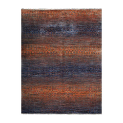 9x12 Orange, Navy, Color Hand Knotted Grass 100% Wool Modern Oriental Rug