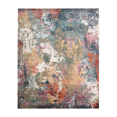 8x10 Beige, Tan, Brown Color Hand Knotted Tibetan Wool & Silk Modern Oriental Rug