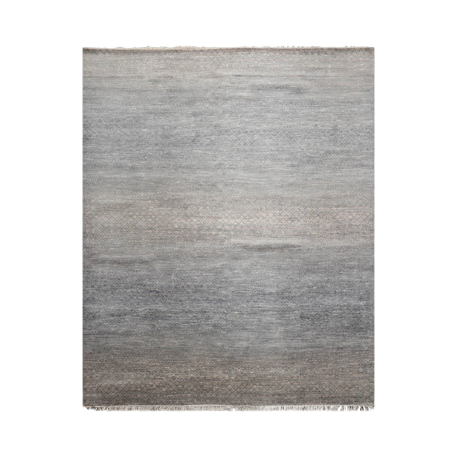 Anine Geometric Modern 8x10 Tibetan Rug in Slate Hand Knotted with Wool and Bamboo Silk