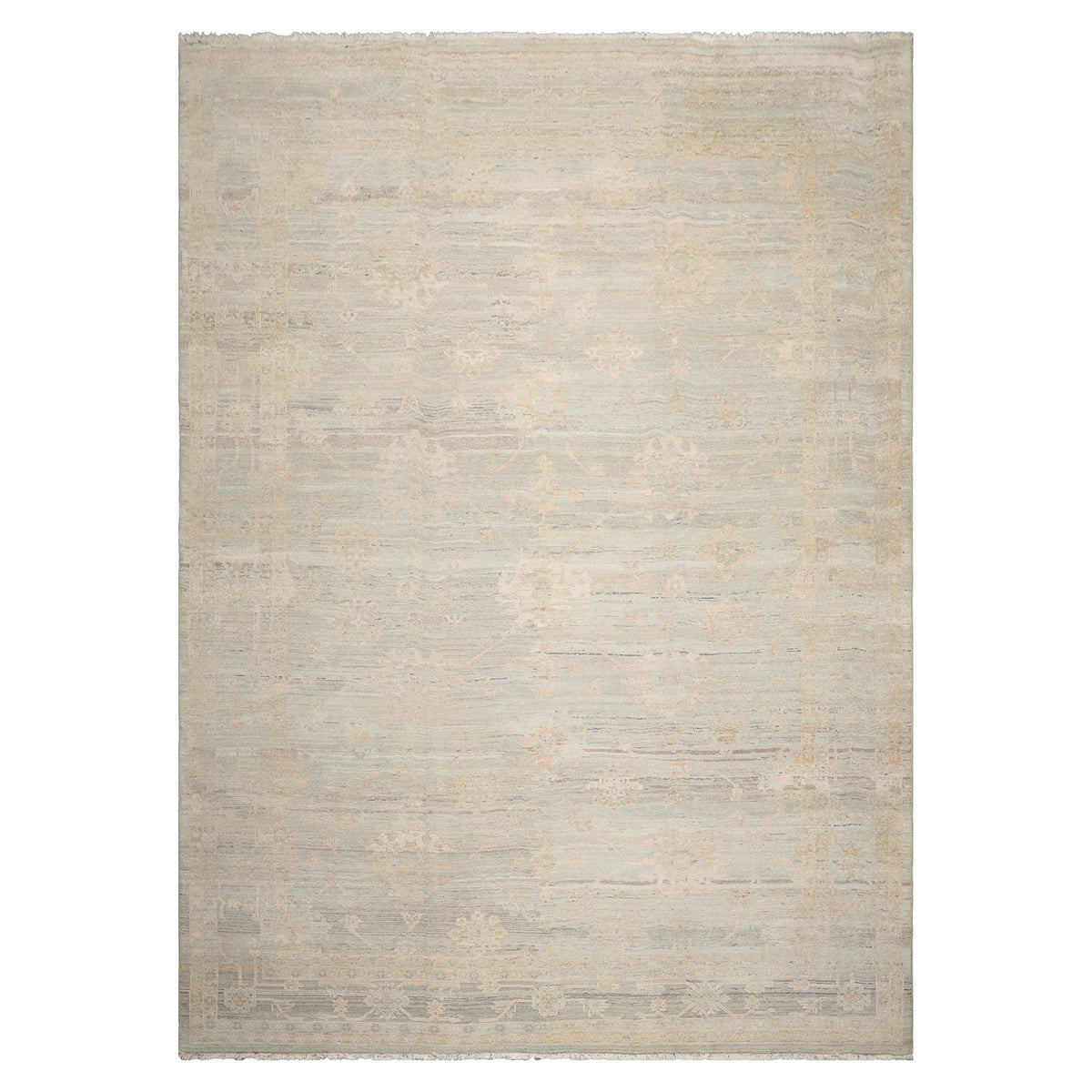 10x14 Mint, Beige, Tan Color Hand Knotted AfghanOushak 100% Wool Transitional Oriental Rug