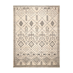 9'2''x11'7" Ivory Afghan Moroccan Wool Oriental Area Rug, Hand Knotted, Modern & Contemporary Tribal Style