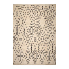 10'6''x13'10" Ivory Afghan Moroccan Wool Oriental Area Rug, Hand Knotted, Modern & Contemporary Tribal Pattern