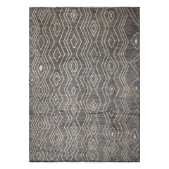 10'1''x13'7" Slate Afghan Moroccan Wool Oriental Area Rug, Hand Knotted, Modern & Contemporary Tribal Motif