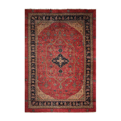 10x14 Rouge, Mint, Tan Color Hand Knotted All-Over 100% Wool Traditional Oriental Rug