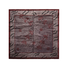 Square Aubergine, Taupe, Maroon Color Hand Knotted All-Over 100% Wool Modern Oriental Rug