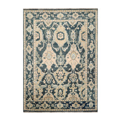 8x10 Teal, Pale Peach, Celadon Color Hand Knotted All-Over 100% Wool Traditional Oriental Rug