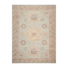 9'x12' Pale Aqua Afghan Oushak Wool Oriental Area Rug, Hand Knotted, Traditional Style