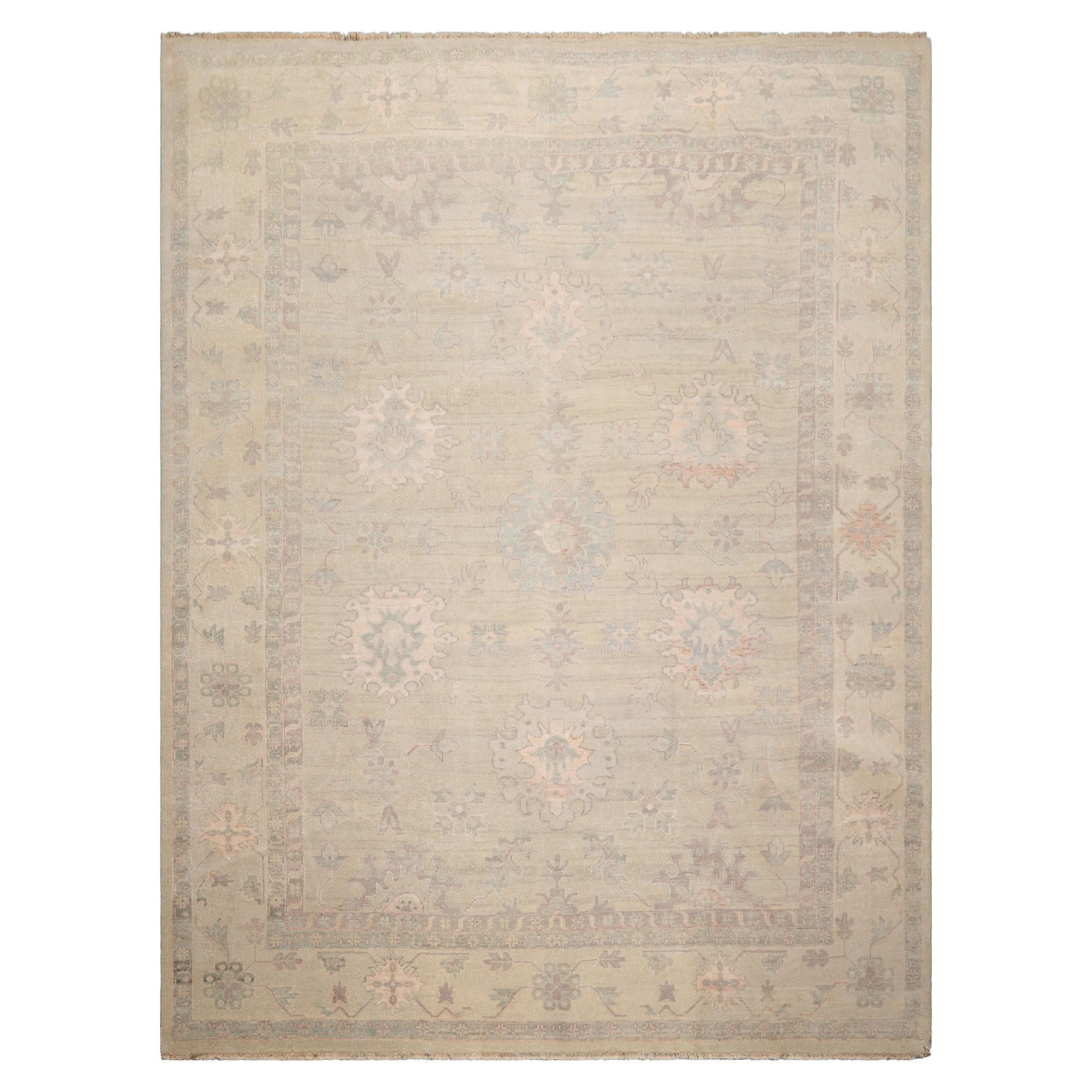 9'x12' Moss Afghan Oushak Wool Oriental Area Rug, Hand Knotted, Traditional Craft