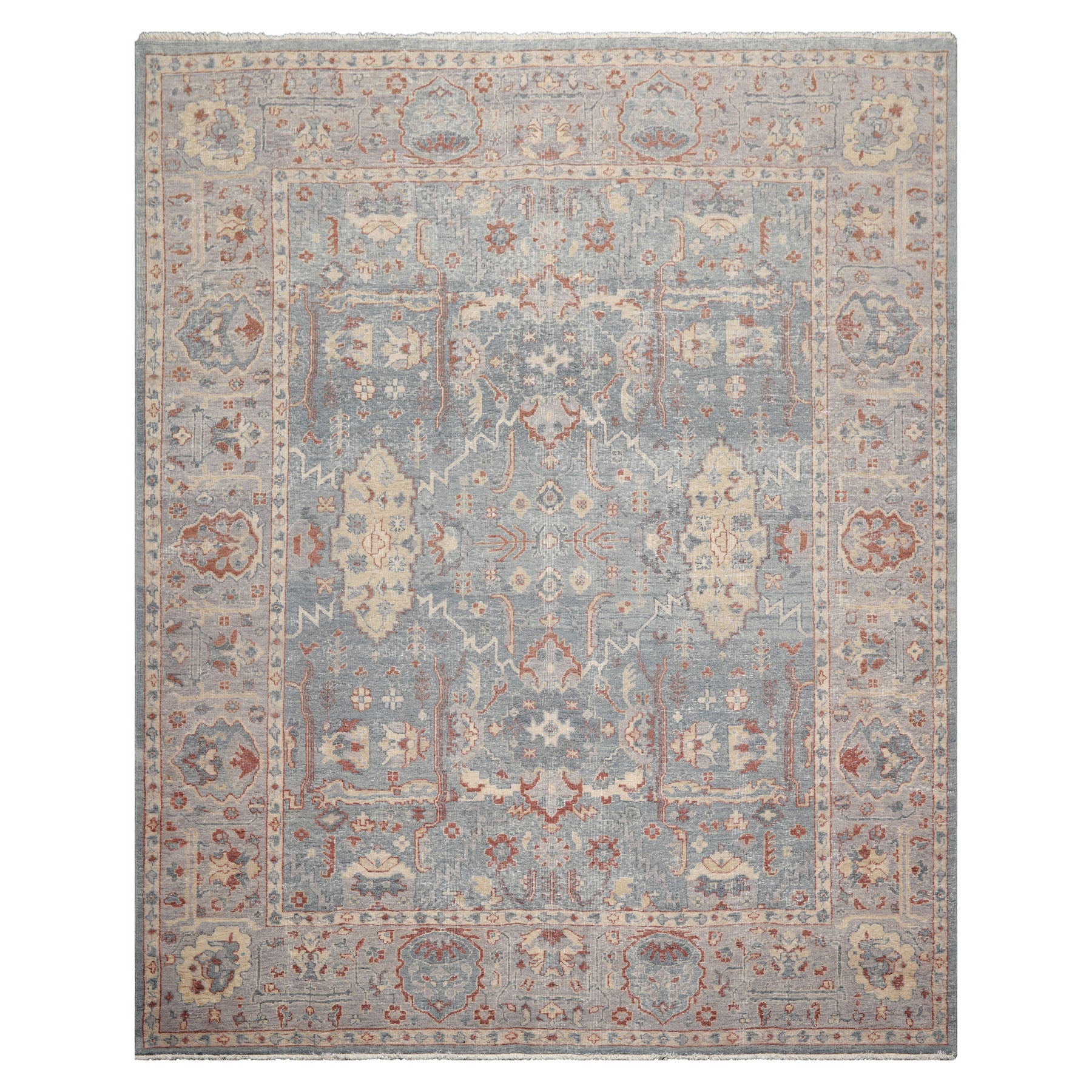 8x10 Hand Knotted Distressed Quality 100% Wool Traditional Oriental Rug in Slate Gray Color