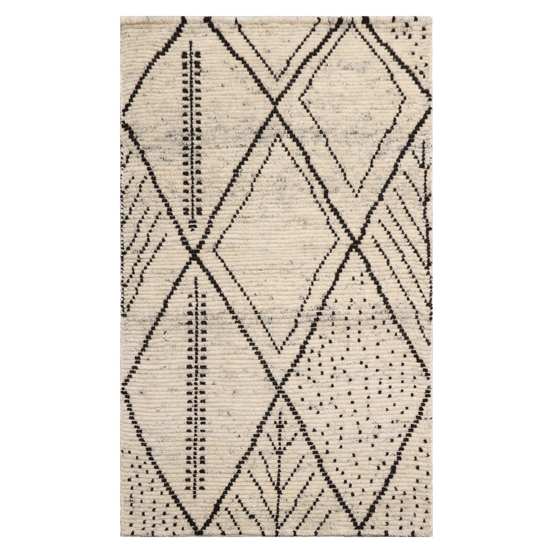 LoomBloom Ivory 3'x5' Afghan Moroccan Modern Contemporary Tribal Hand Knotted Wool Oriental Area Rug