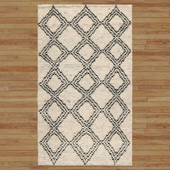 3x5 Ivory, Black, Color Hand Knotted Afghan moroccan Wool Traditional Oriental Rug