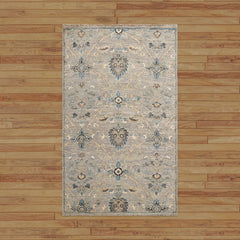 3x5 Gray, Tan, Turquoise Color Hand Knotted  Wool Transitional Oriental Rug