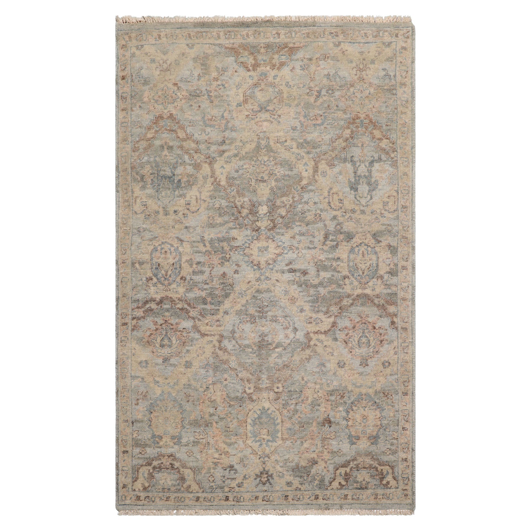 LoomBloom Mint 3'x5' Traditional Distressed Quality Hand Knotted Wool Oriental Area Rug