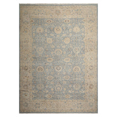 LoomBloom Blue 10'x14' Traditional Distressed Hand Knotted Wool Oriental Area Rug
