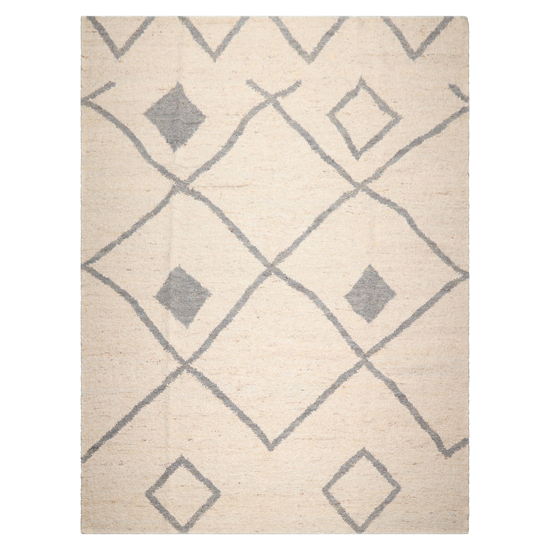 LoomBloom Oat Meal 9'x12' Organic Flatweave Traditional Geometric Hand Woven Wool Oriental Area Rug