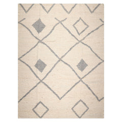 LoomBloom Oat Meal 9'x12' Organic Flatweave Traditional Geometric Hand Woven Wool Oriental Area Rug