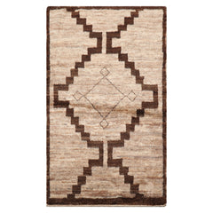 LoomBloom Beige 3'x5' Afghan Moroccan Transitional Hand Knotted Wool Oriental Area Rug