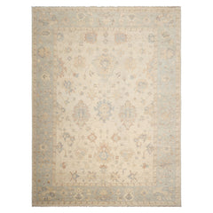 Multi Size Beige Mint Peach Color Hand Knotted Afghan Oushak Wool Traditional Oriental Rug