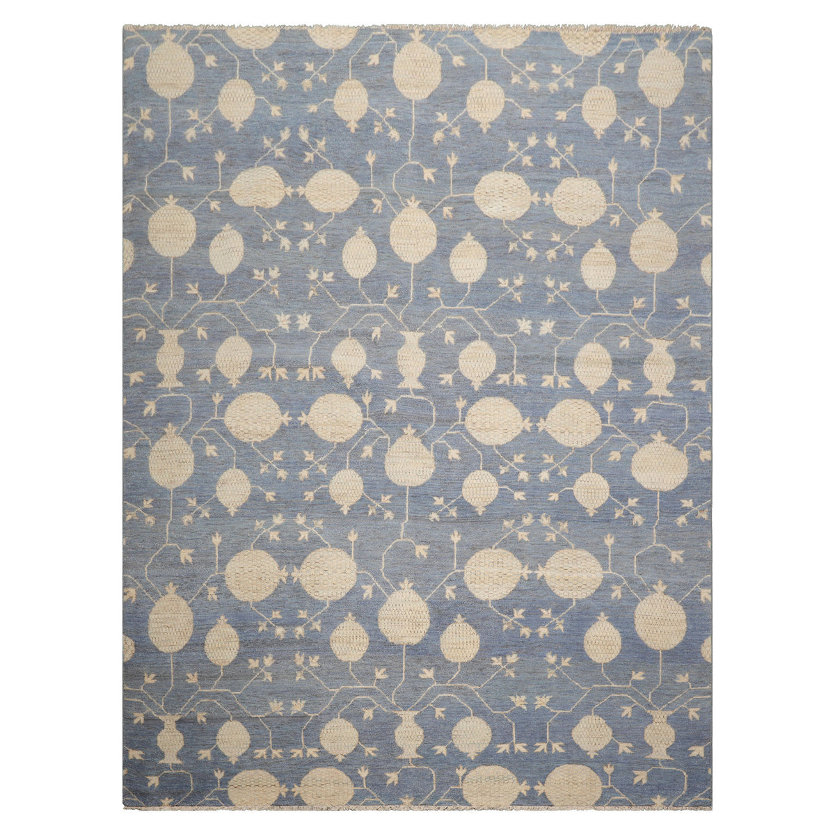 LoomBloom Blue Multi Size Afghan Oushak Transitional All-Over Hand Knotted Wool Oriental Area Rug
