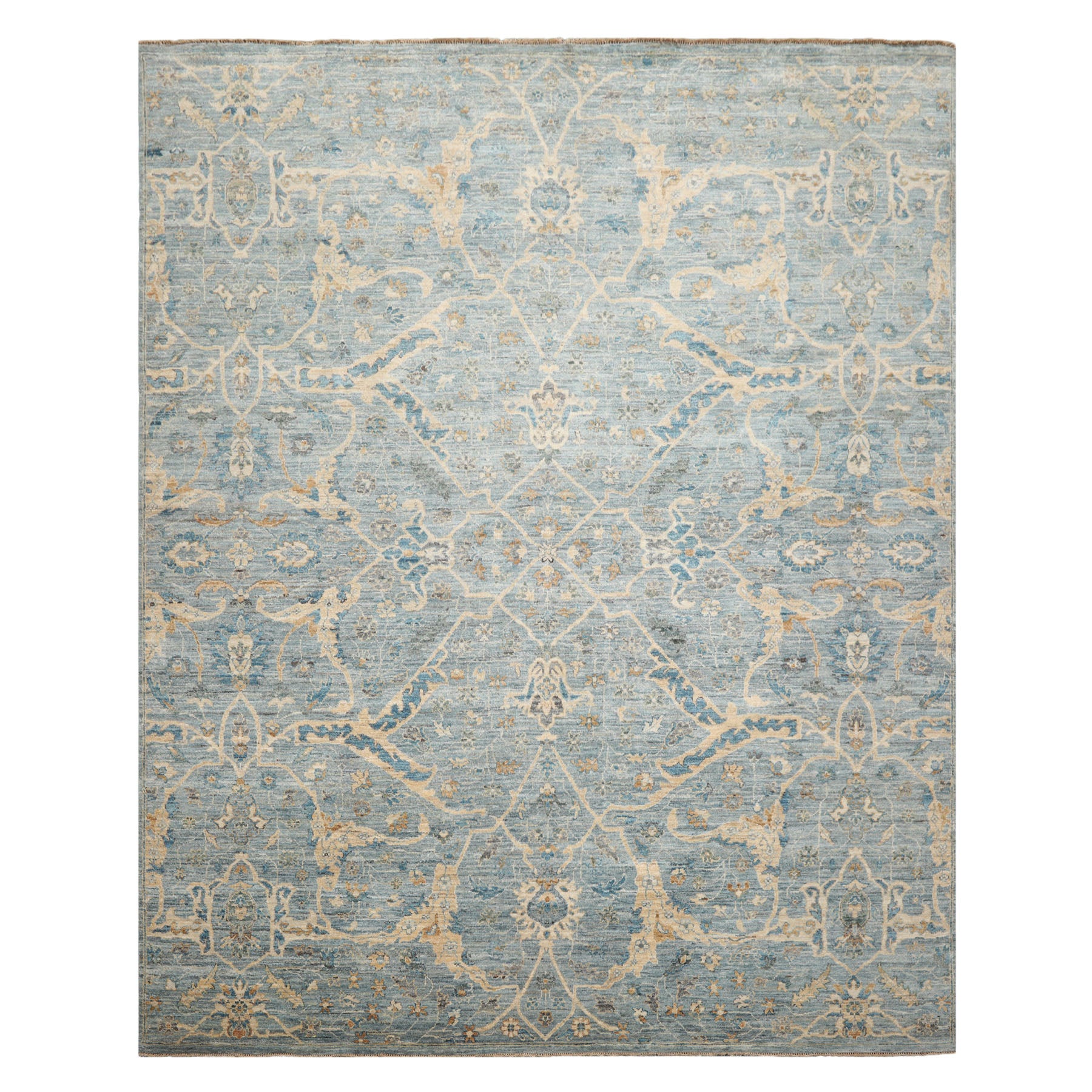 Desantiago Blue 8x10 Wool Hand Knotted Oriental Area Rug Traditional