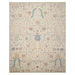 8'x10' Beige Khyber Wool Oriental Area Rug, Hand Knotted, Traditional Design