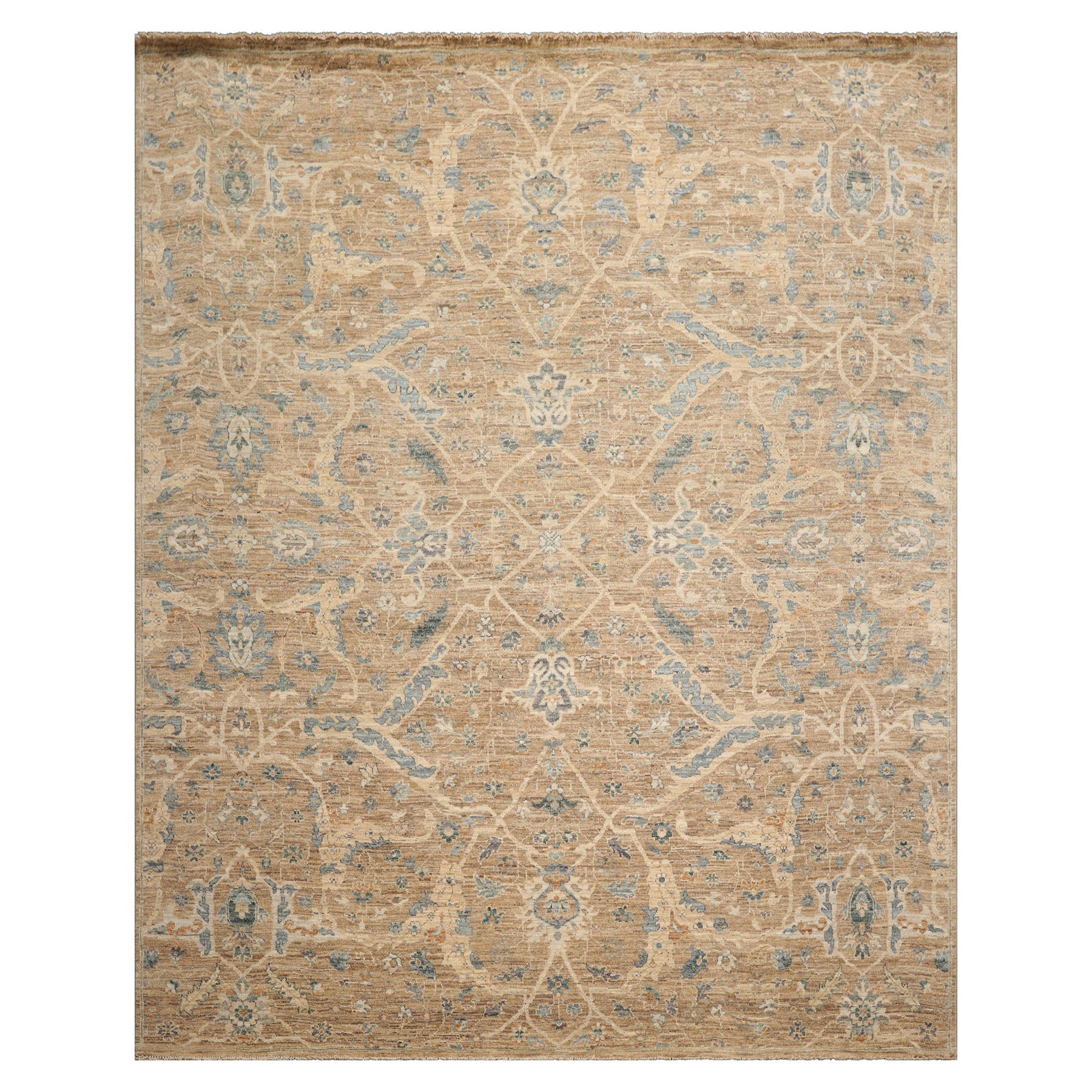 8'x10' Beige Khyber Wool Oriental Area Rug, Hand Knotted, Traditional Weave