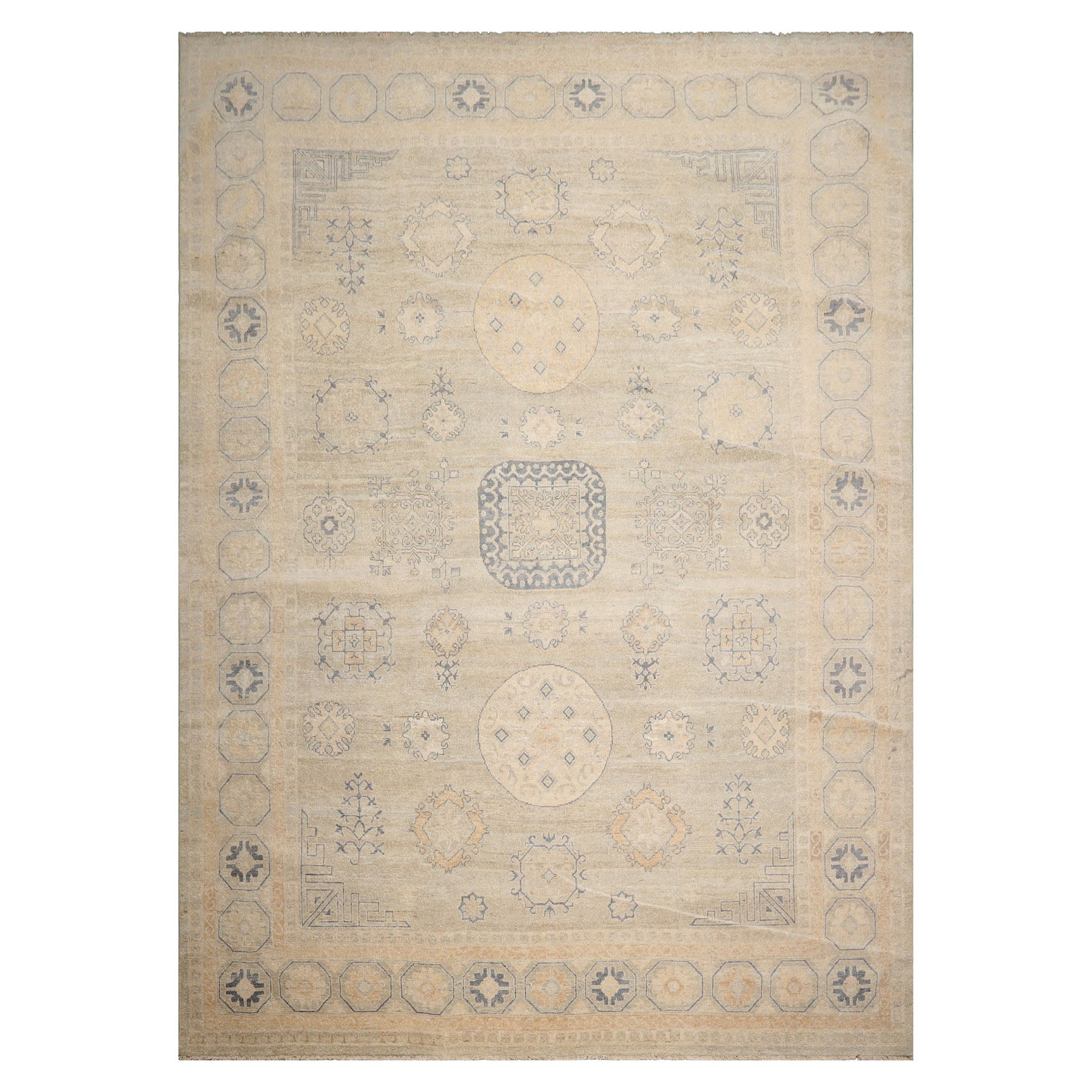 10'x14' Gray Afghan Oushak Wool Oriental Area Rug, Hand Knotted, Traditional Style