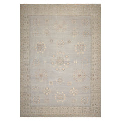 10x14 Gray, Beige, Taupe Color Hand Knotted Afghan Oushak Wool Traditional Oriental Rug